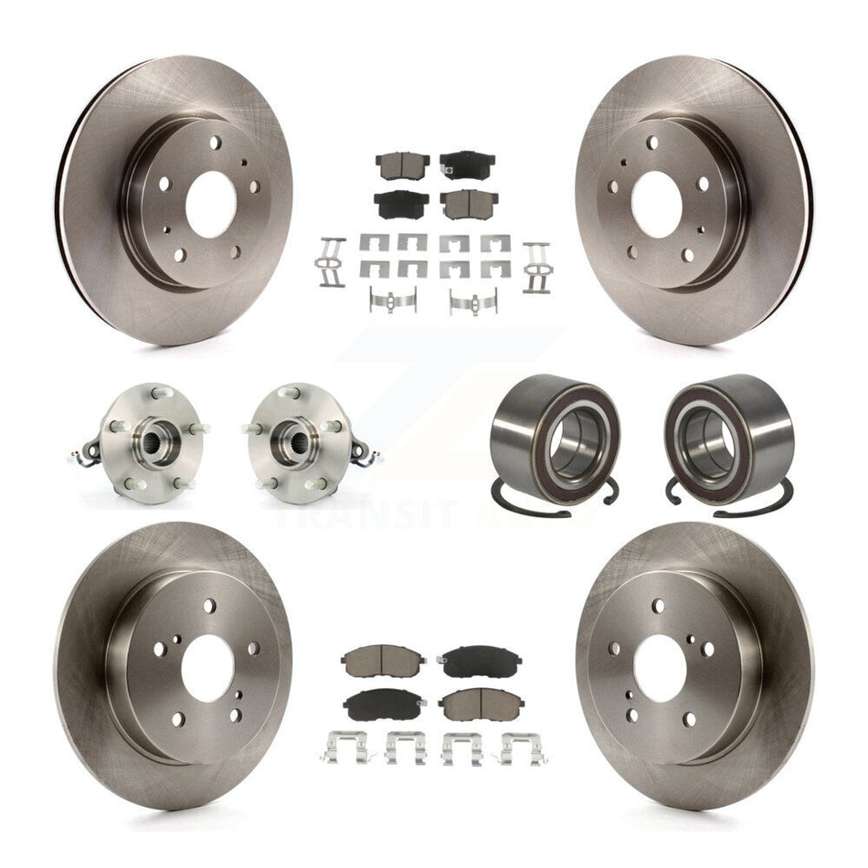 Front Rear Wheel Hub Bearings Assembly Disc Brake Rotors And Ceramic Pads Kit (10Pc) For 2007-2013 Suzuki SX4 AWD KBB-117188
