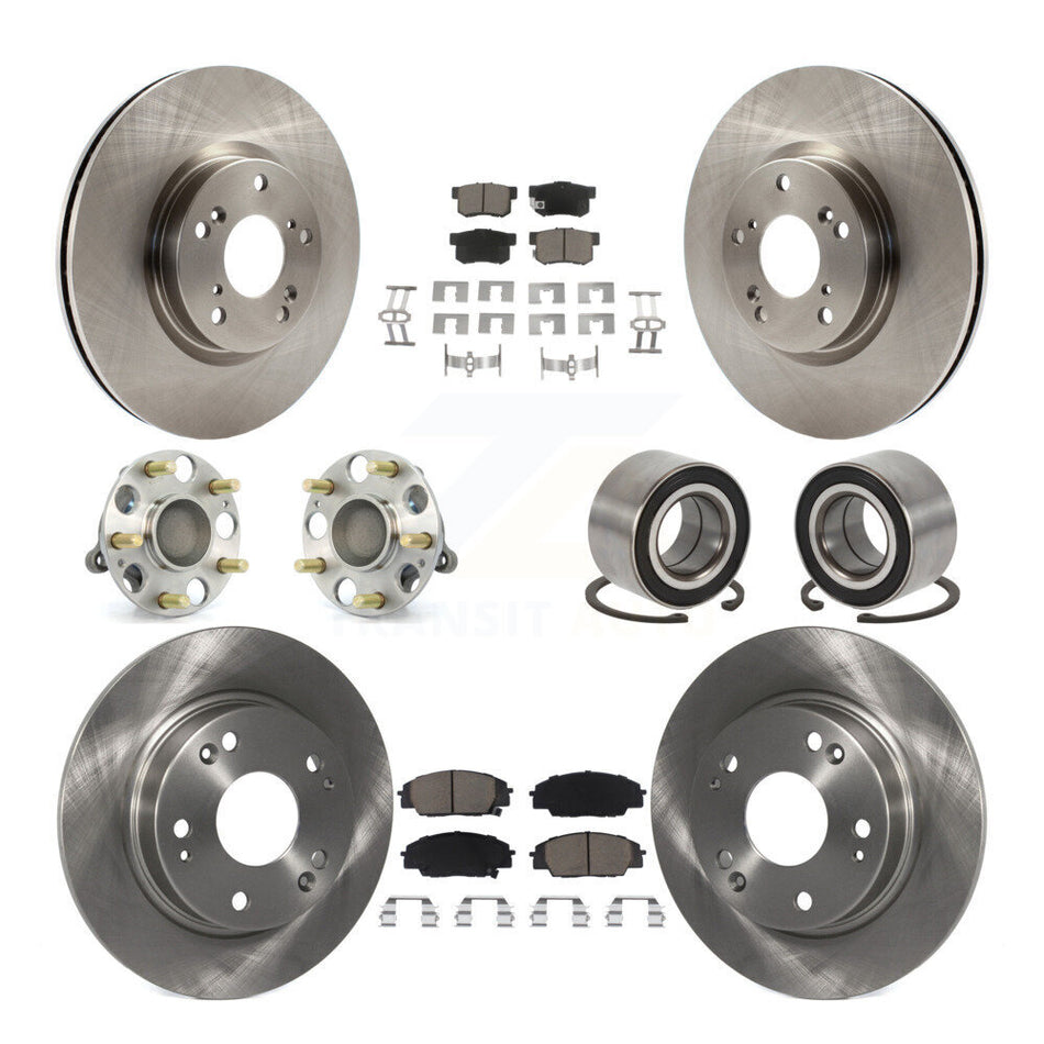 Front Rear Wheel Hub Bearings Assembly Disc Brake Rotors And Ceramic Pads Kit (10Pc) For Honda Civic Acura CSX KBB-117191