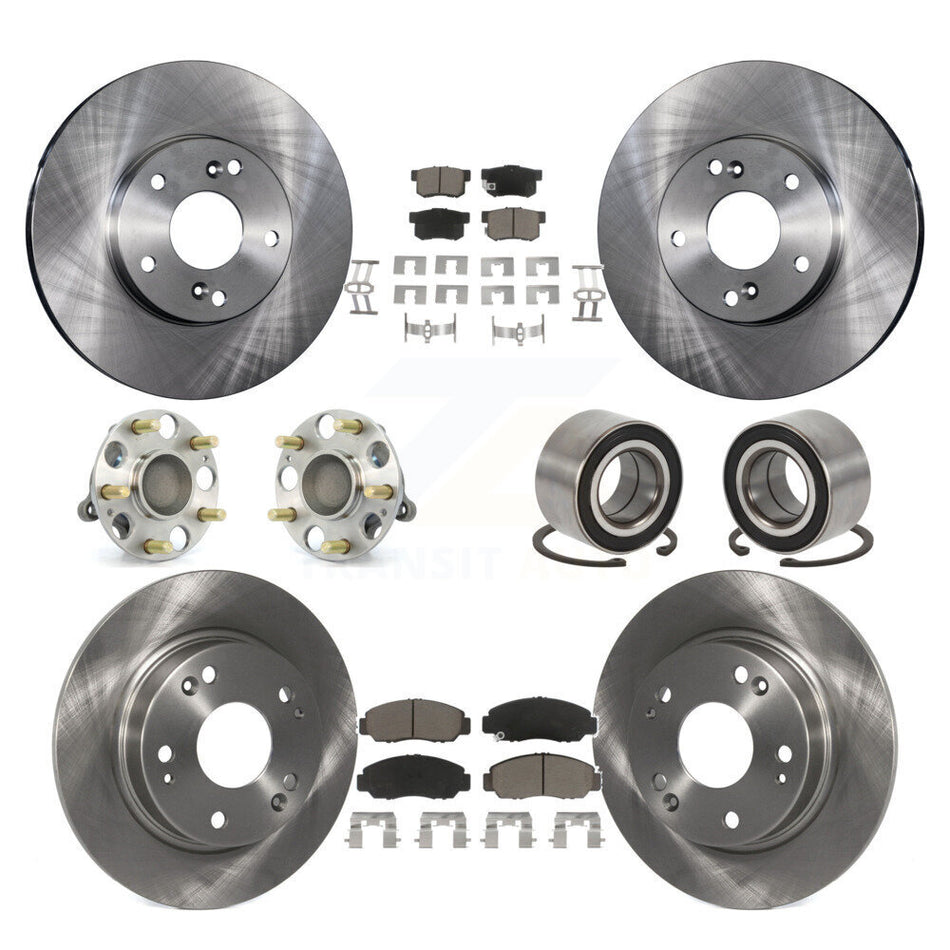 Front Rear Wheel Hub Bearings Assembly Disc Brake Rotors And Ceramic Pads Kit (10Pc) For Acura CSX KBB-117194