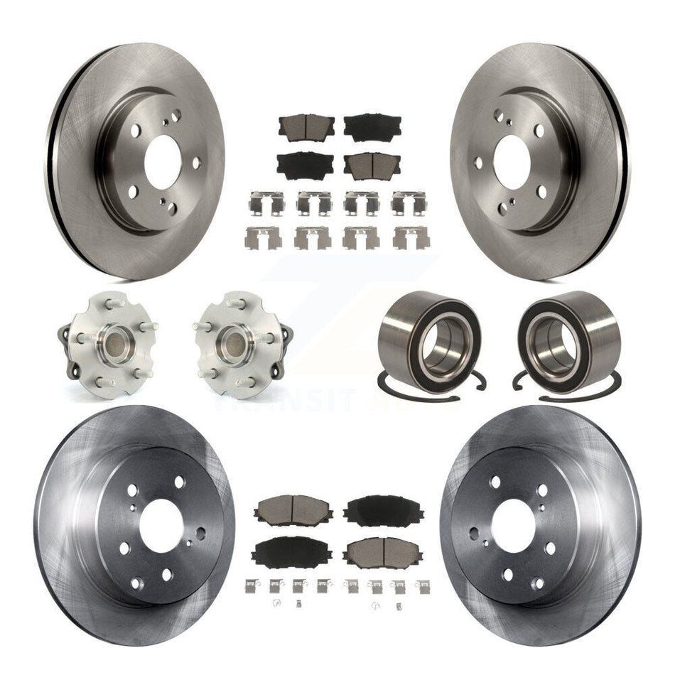 Front Rear Wheel Hub Bearings Assembly Disc Brake Rotors And Ceramic Pads Kit (10Pc) For 2010 Lexus HS250h KBB-117195