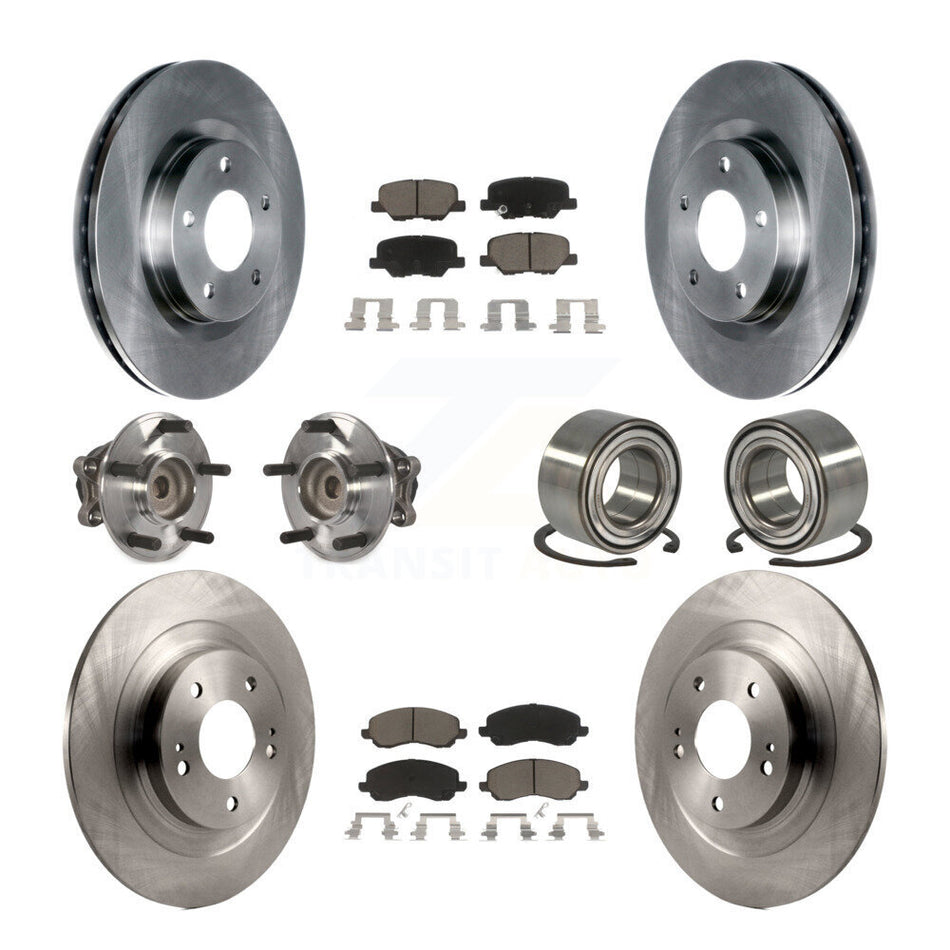 Front Rear Wheel Hub Bearings Assembly Disc Brake Rotors And Ceramic Pads Kit (10Pc) For Mitsubishi Outlander Sport RVR KBB-117196