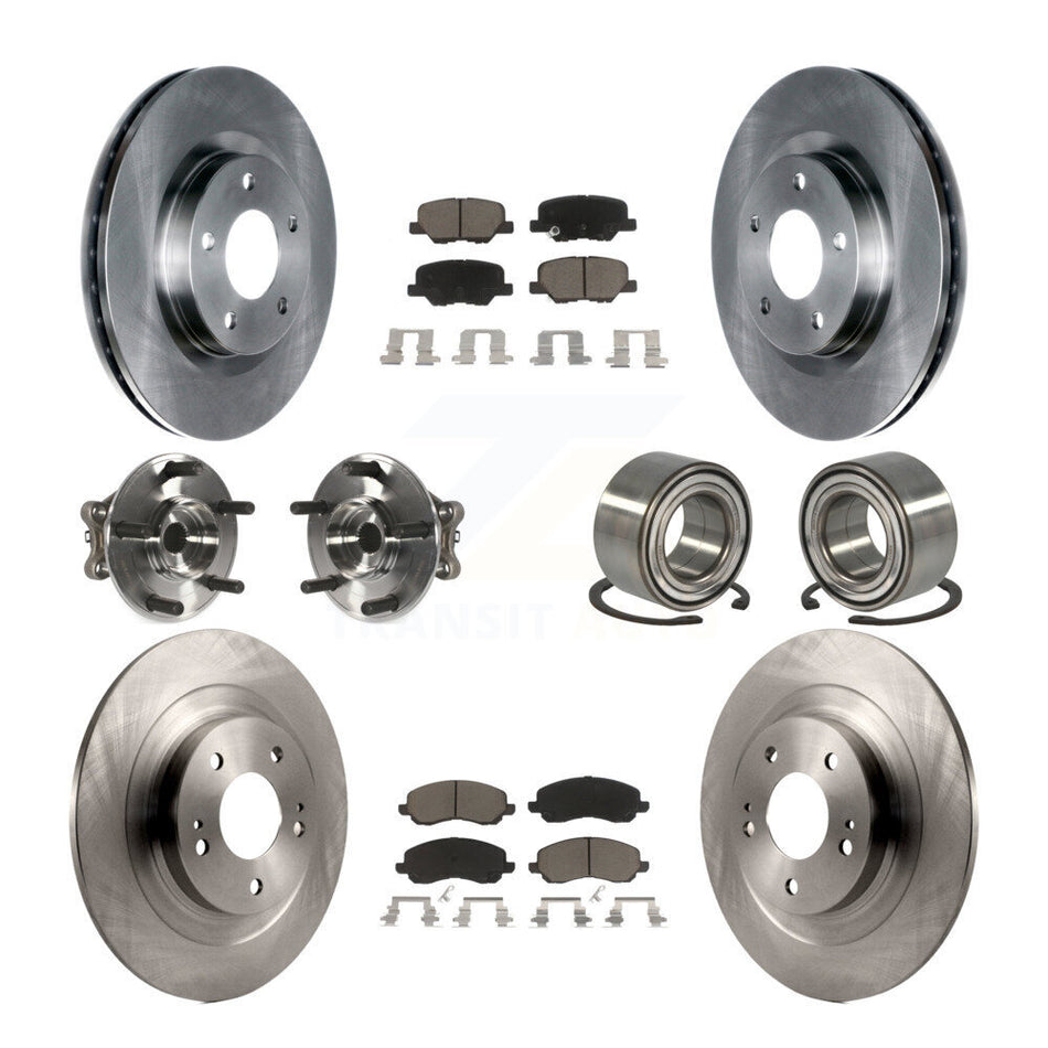 Front Rear Wheel Hub Bearings Assembly Disc Brake Rotors And Ceramic Pads Kit (10Pc) For Mitsubishi Outlander Sport RVR KBB-117197