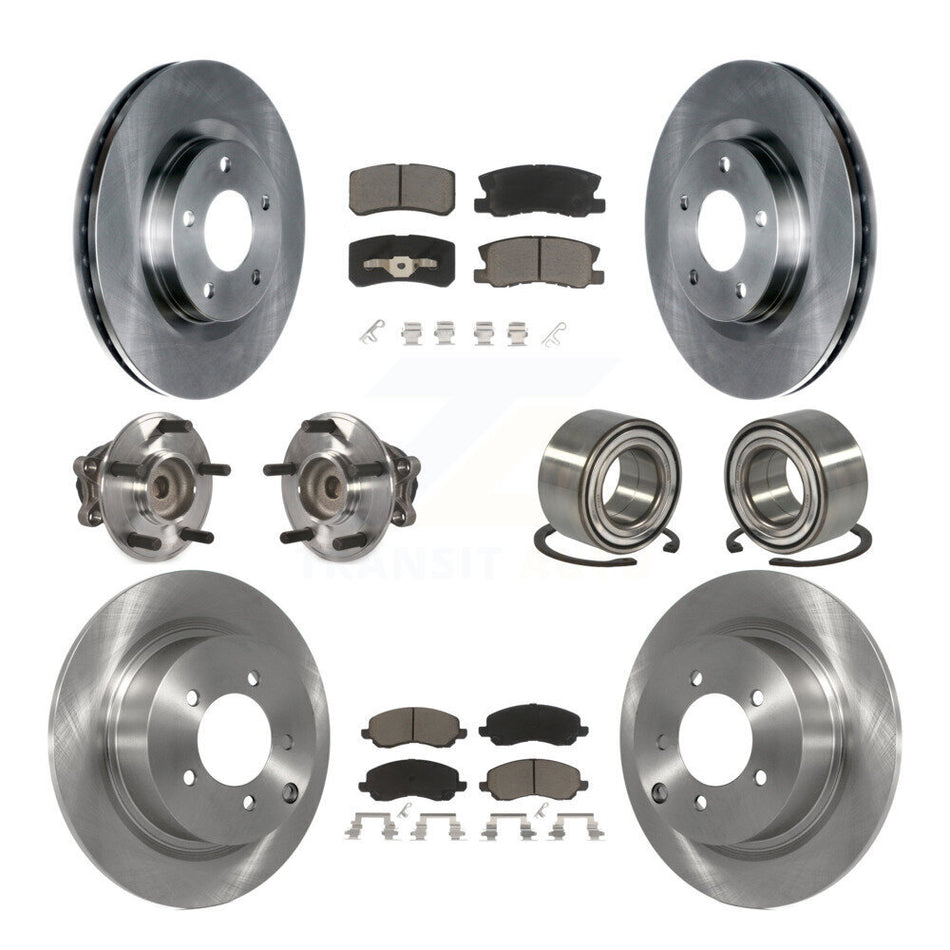Front Rear Wheel Hub Bearings Assembly Disc Brake Rotors And Ceramic Pads Kit (10Pc) For Mitsubishi Outlander RVR KBB-117198
