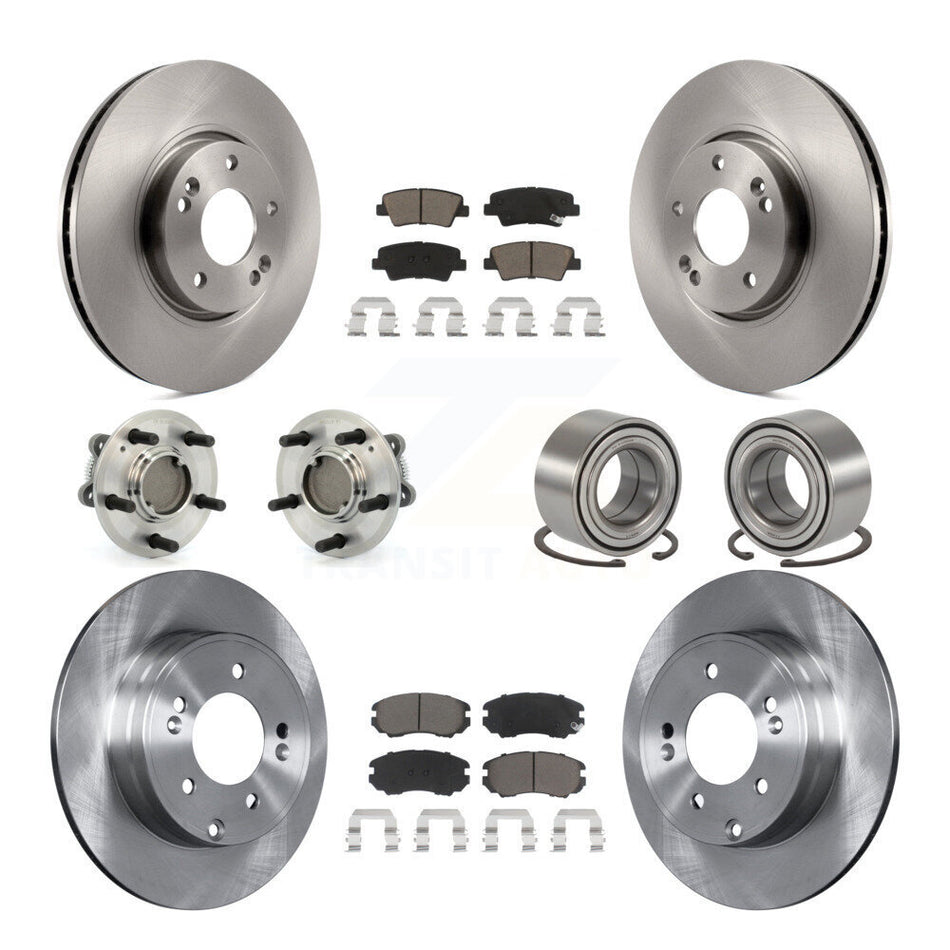 Front Rear Wheel Hub Bearings Assembly Disc Brake Rotors And Ceramic Pads Kit (10Pc) For Hyundai Sonata 3.3L KBB-117202