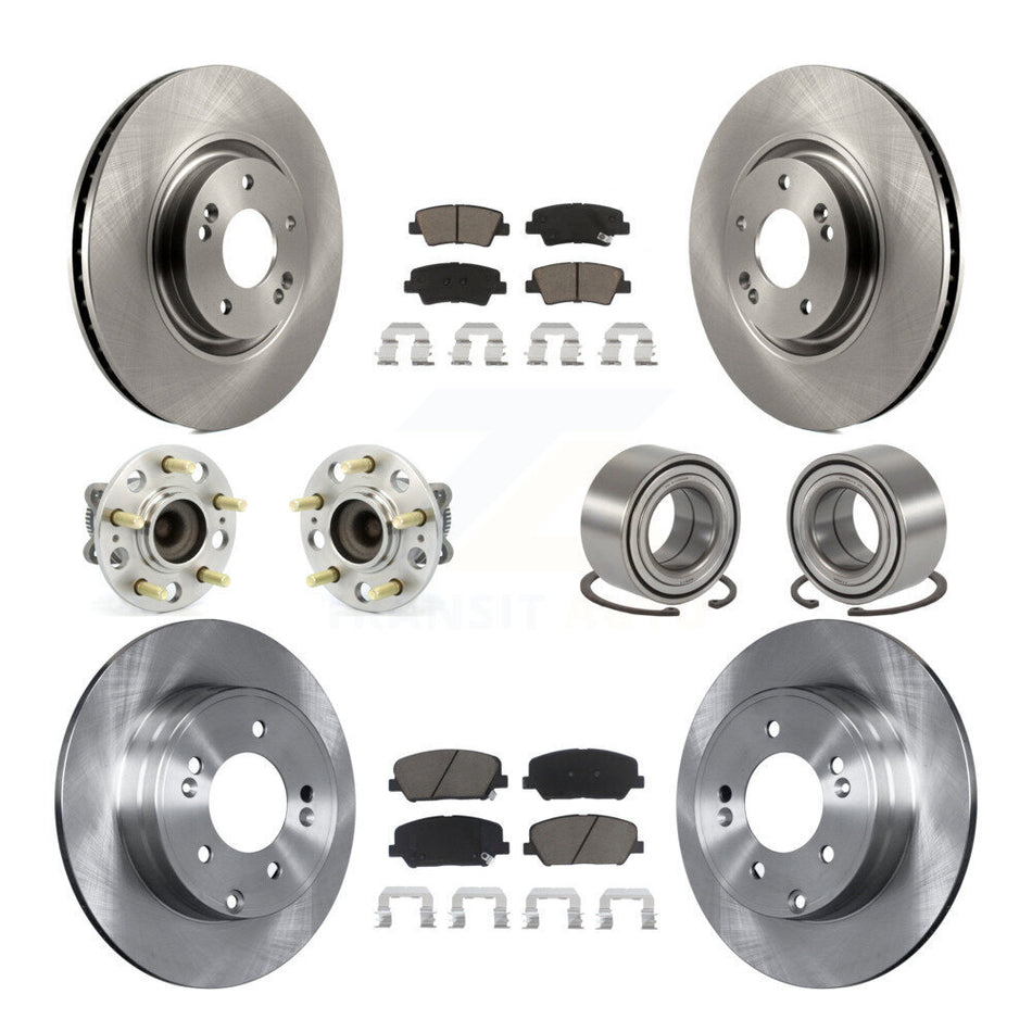 Front Rear Wheel Hub Bearings Assembly Disc Brake Rotors And Ceramic Pads Kit (10Pc) For Kia Optima 2.0L KBB-117222