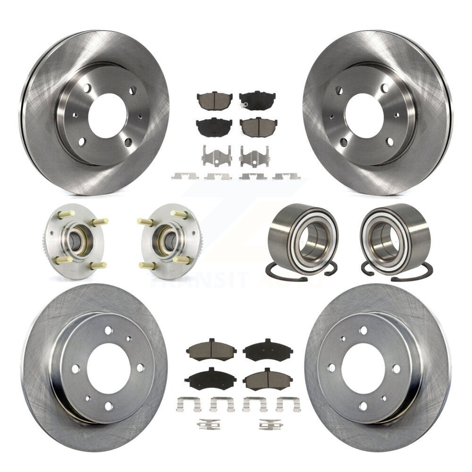 Front Rear Wheel Hub Bearings Assembly Disc Brake Rotors And Ceramic Pads Kit (10Pc) For Hyundai Elantra rear brakes with 4-Wheel ABS KBB-117229
