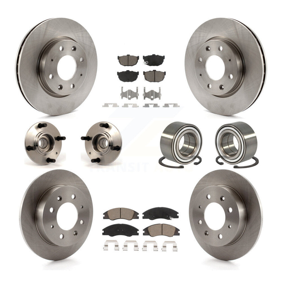 Front Rear Wheel Hub Bearing Disc Brake Rotor And Pad Kit (10Pc) For Kia Spectra Spectra5 KBB-117230