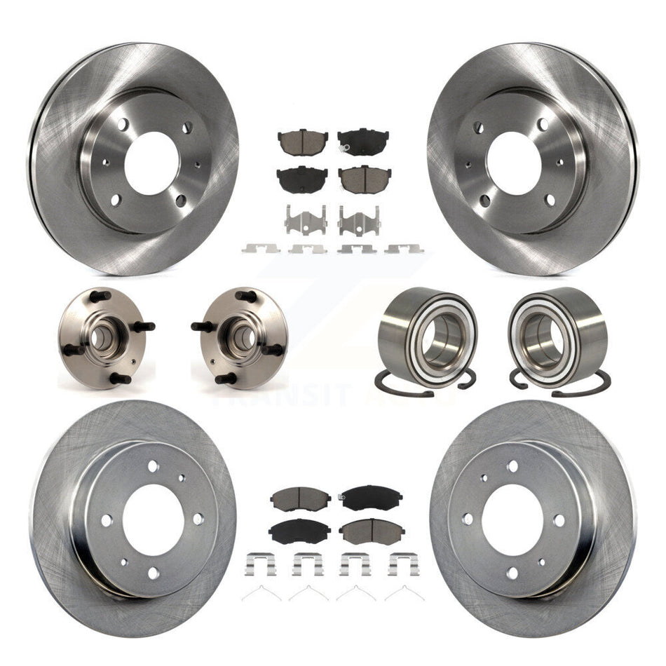 Front Rear Wheel Hub Bearings Assembly Disc Brake Rotors And Ceramic Pads Kit (10Pc) For Hyundai Elantra KBB-117232