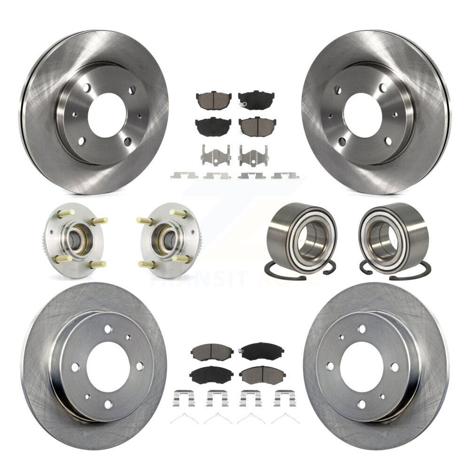 Front Rear Wheel Hub Bearings Assembly Disc Brake Rotors And Ceramic Pads Kit (10Pc) For Hyundai Elantra KBB-117233