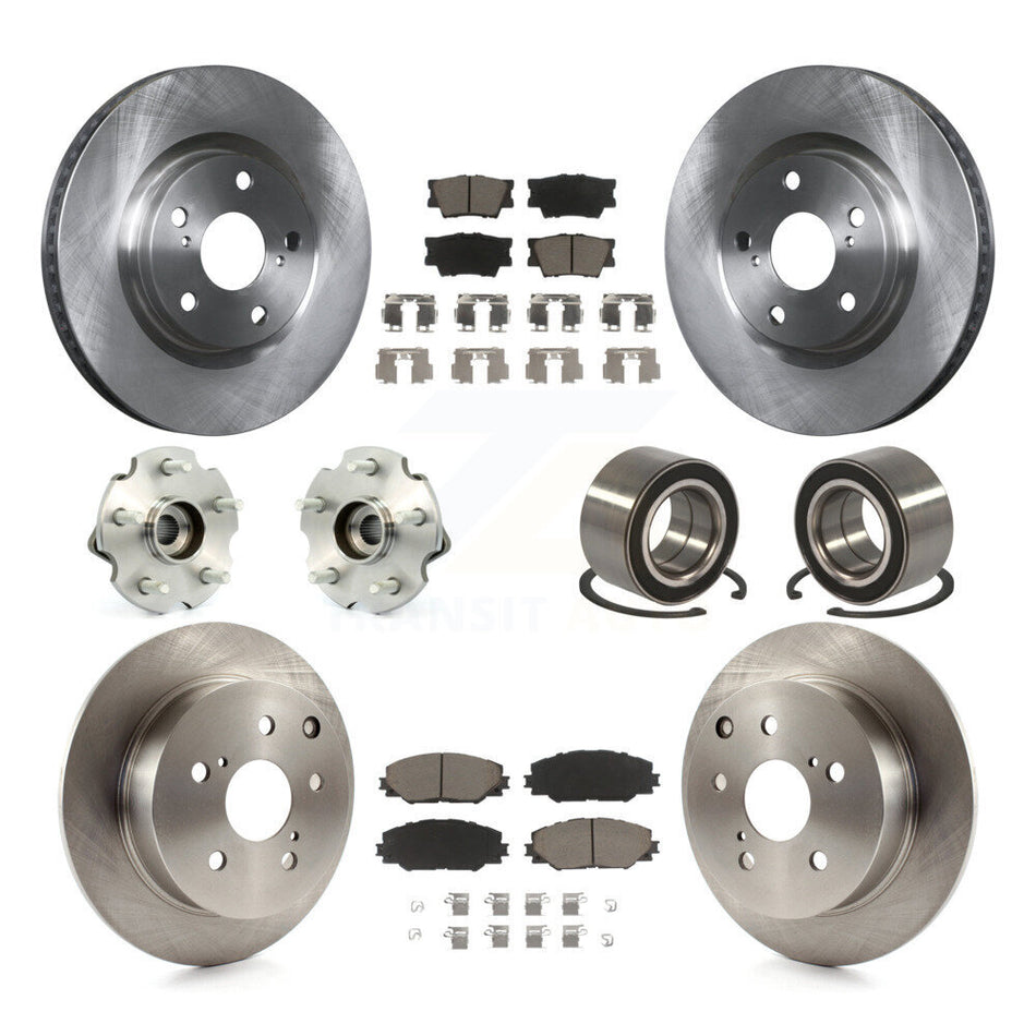 Front Rear Wheel Hub Bearings Assembly Disc Brake Rotors And Ceramic Pads Kit (10Pc) For Toyota Matrix Pontiac Vibe KBB-117235