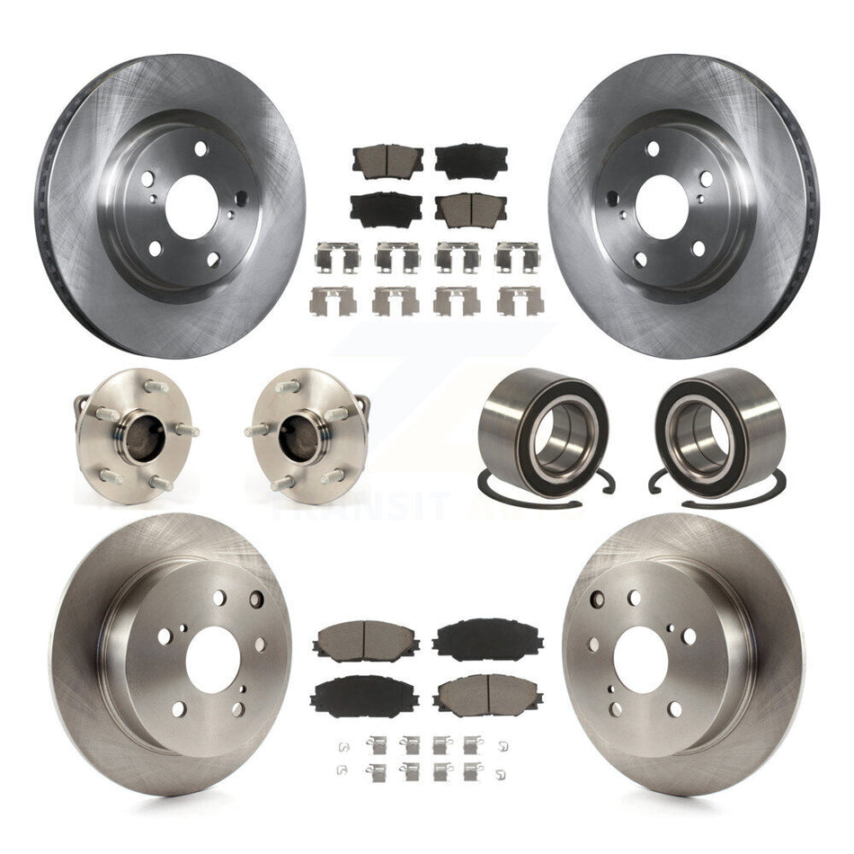 Front Rear Wheel Hub Bearings Assembly Disc Brake Rotors And Ceramic Pads Kit (10Pc) For 2009 Pontiac Vibe GT with FWD 2.4L With Sport Suspension KBB-117238