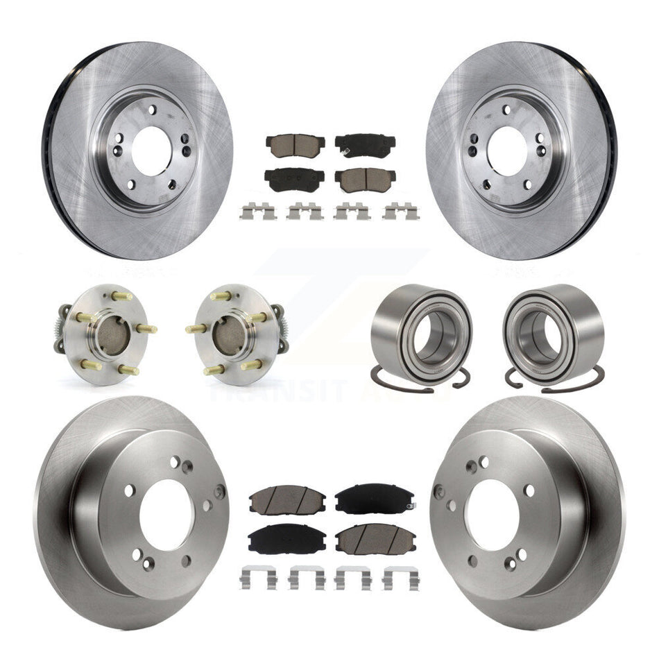 Front Rear Wheel Hub Bearings Assembly Disc Brake Rotors And Ceramic Pads Kit (10Pc) For Hyundai XG350 KBB-117240