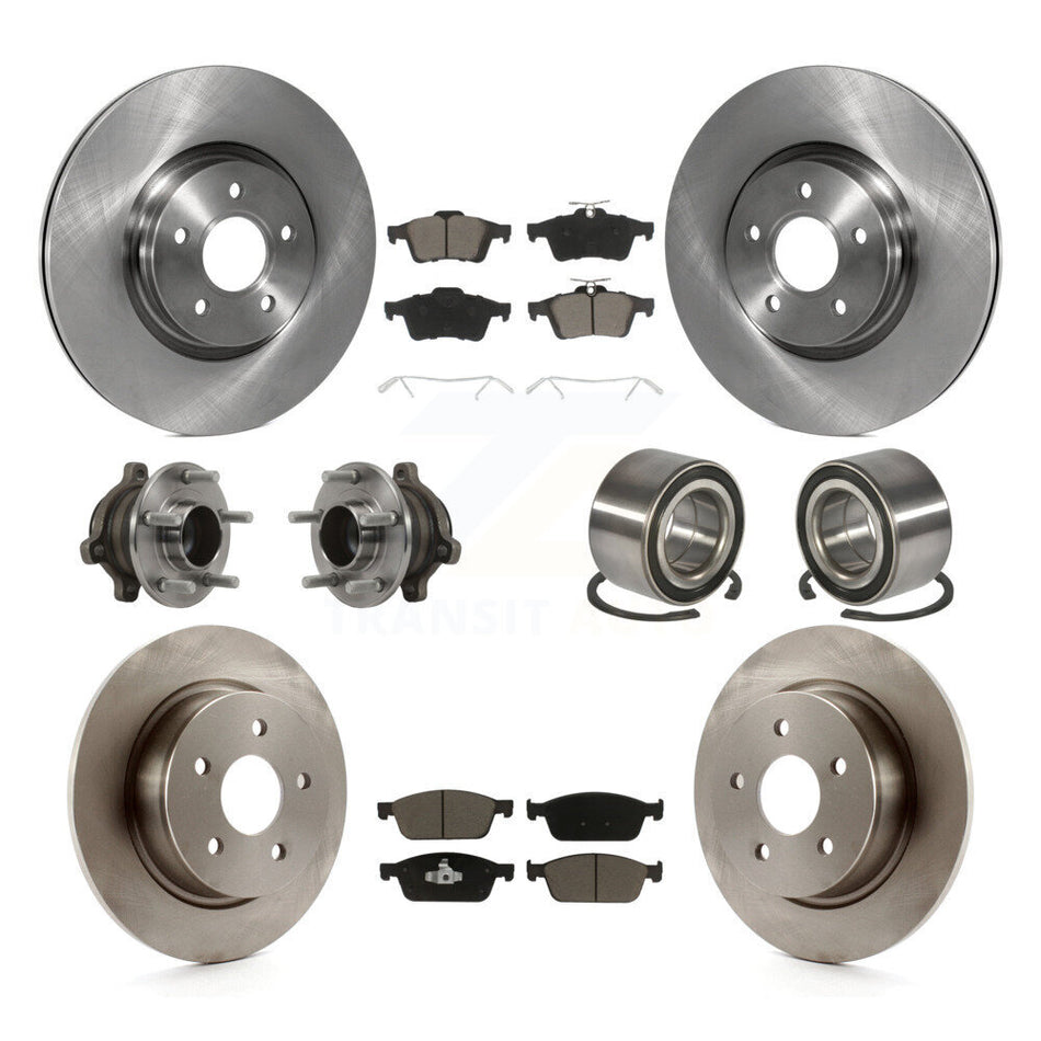 Front Rear Wheel Hub Bearings Assembly Disc Brake Rotors And Ceramic Pads Kit (10Pc) For Ford Connect KBB-117247