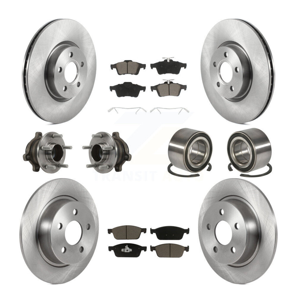 Front Rear Wheel Hub Bearings Assembly Disc Brake Rotors And Ceramic Pads Kit (10Pc) For 2018 Ford Connect From 05 28 18 KBB-117249