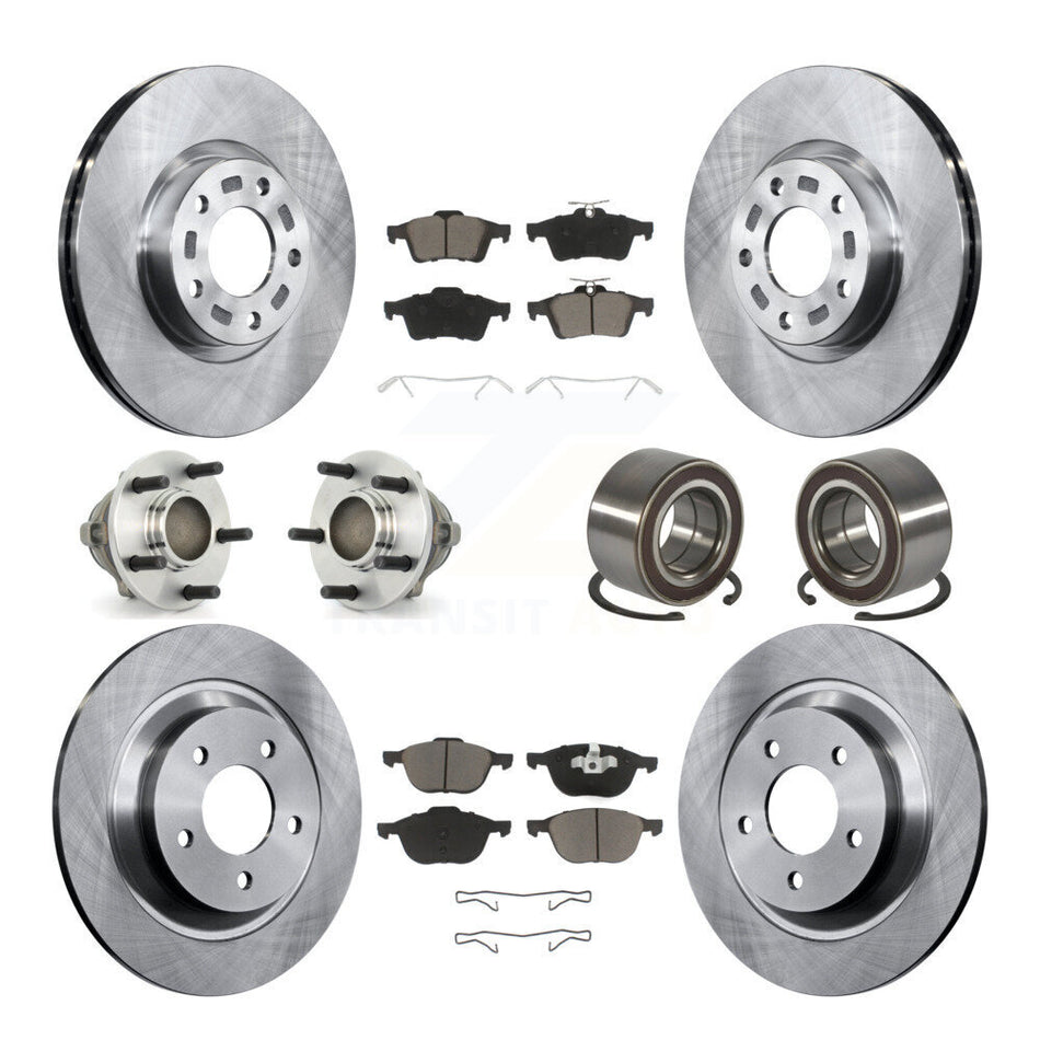 Front Rear Wheel Hub Bearings Assembly Disc Brake Rotors And Ceramic Pads Kit (10Pc) For Mazda 5 KBB-117251