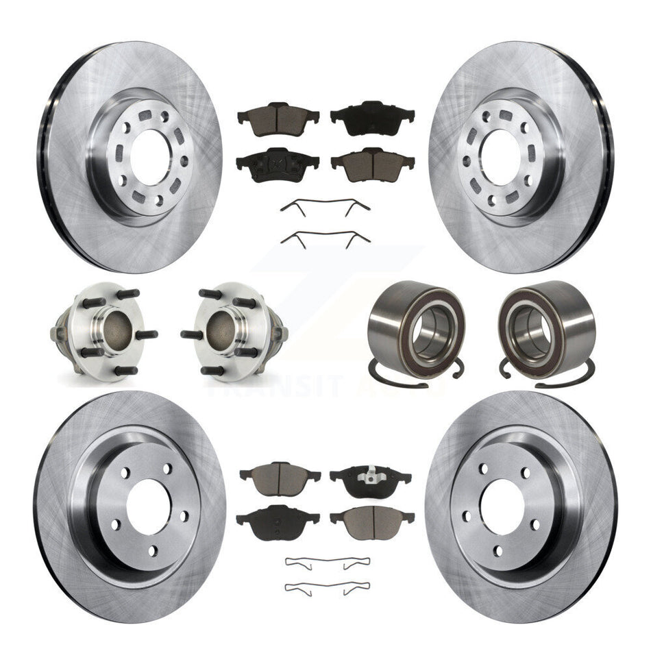Front Rear Wheel Hub Bearings Assembly Disc Brake Rotors And Ceramic Pads Kit (10Pc) For 2006 Mazda 5 To 02 06 KBB-117257