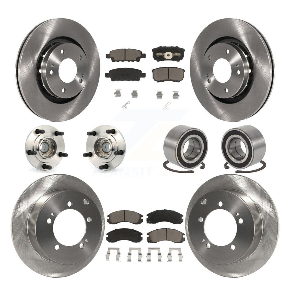 Front Rear Wheel Hub Bearings Assembly Disc Brake Rotors And Ceramic Pads Kit (10Pc) For 2005-2006 Mitsubishi Outlander FWD KBB-117267