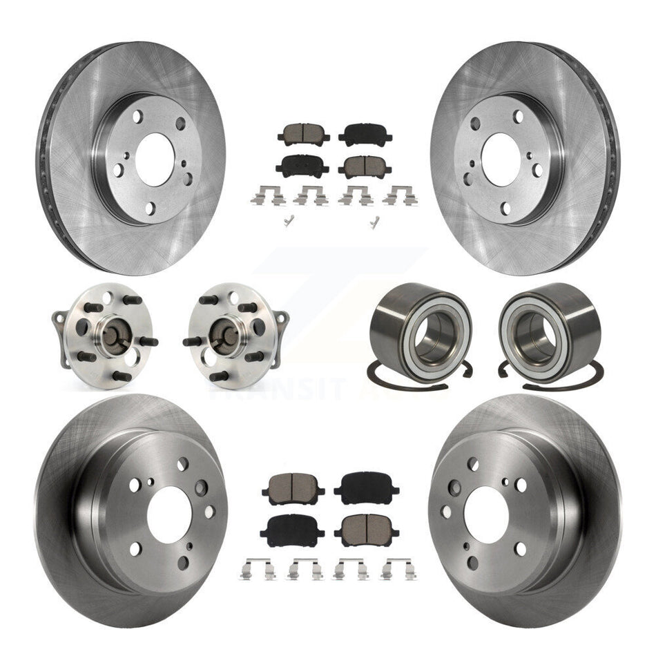 Front Rear Wheel Hub Bearings Assembly Disc Brake Rotors And Ceramic Pads Kit (10Pc) For Toyota Camry Solara KBB-117268