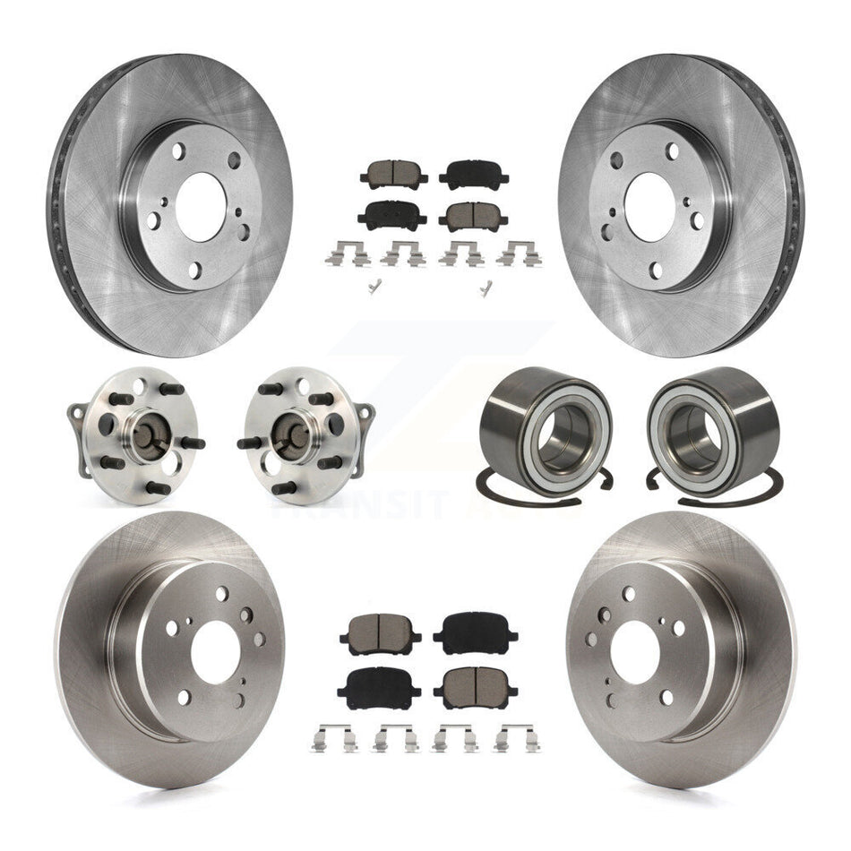Front Rear Wheel Hub Bearings Assembly Disc Brake Rotors And Ceramic Pads Kit (10Pc) For 2000-2004 Toyota Avalon KBB-117270
