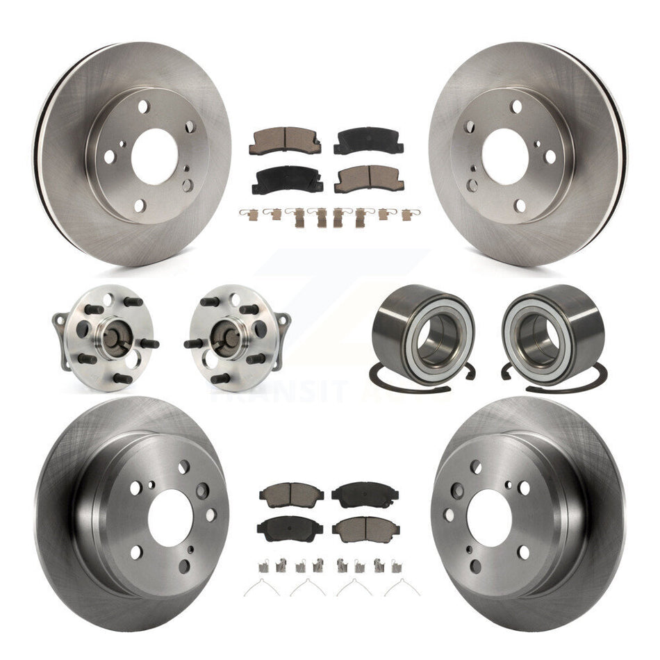 Front Rear Wheel Hub Bearing Disc Brake Rotor And Ceramic Pad Kit (10Pc) For Toyota Camry KBB-117271