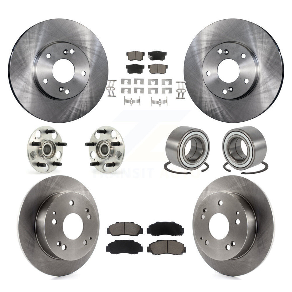 Front Rear Wheel Hub Bearings Assembly Disc Brake Rotors And Ceramic Pads Kit (10Pc) For 1998-2002 Honda Accord 3.0L with rear brakes KBB-117276