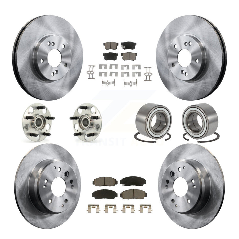 Front Rear Wheel Hub Bearings Assembly Disc Brake Rotors And Ceramic Pads Kit (10Pc) For 1999-2003 Acura TL KBB-117281