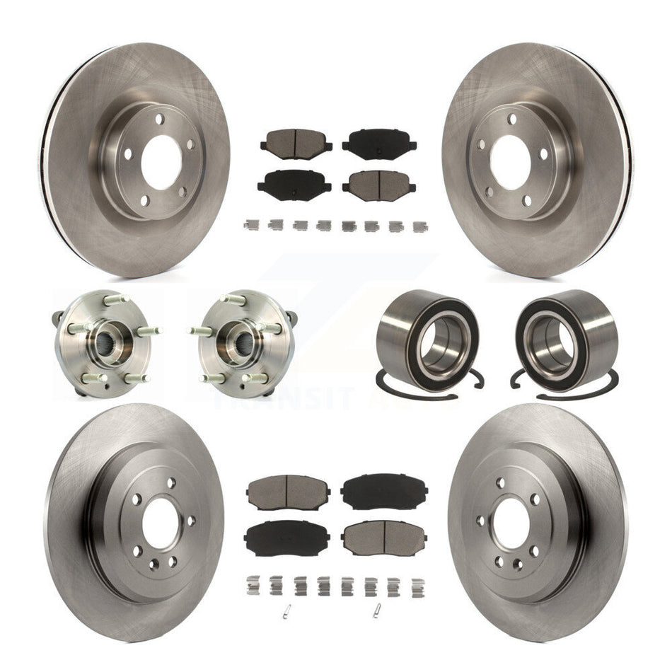 Front Rear Wheel Hub Bearings Assembly Disc Brake Rotors And Ceramic Pads Kit (10Pc) For Ford Edge Lincoln MKX KBB-117294