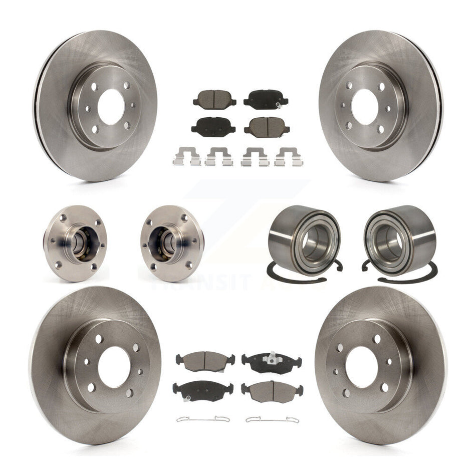 Front Rear Wheel Hub Bearings Assembly Disc Brake Rotors And Ceramic Pads Kit (10Pc) For Fiat 500 KBB-117299