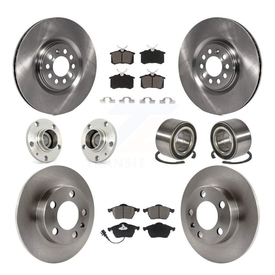 Front Rear Wheel Hub Bearings Assembly Disc Brake Rotors And Ceramic Pads Kit (10Pc) For 2000-2006 Audi TT KBB-117305