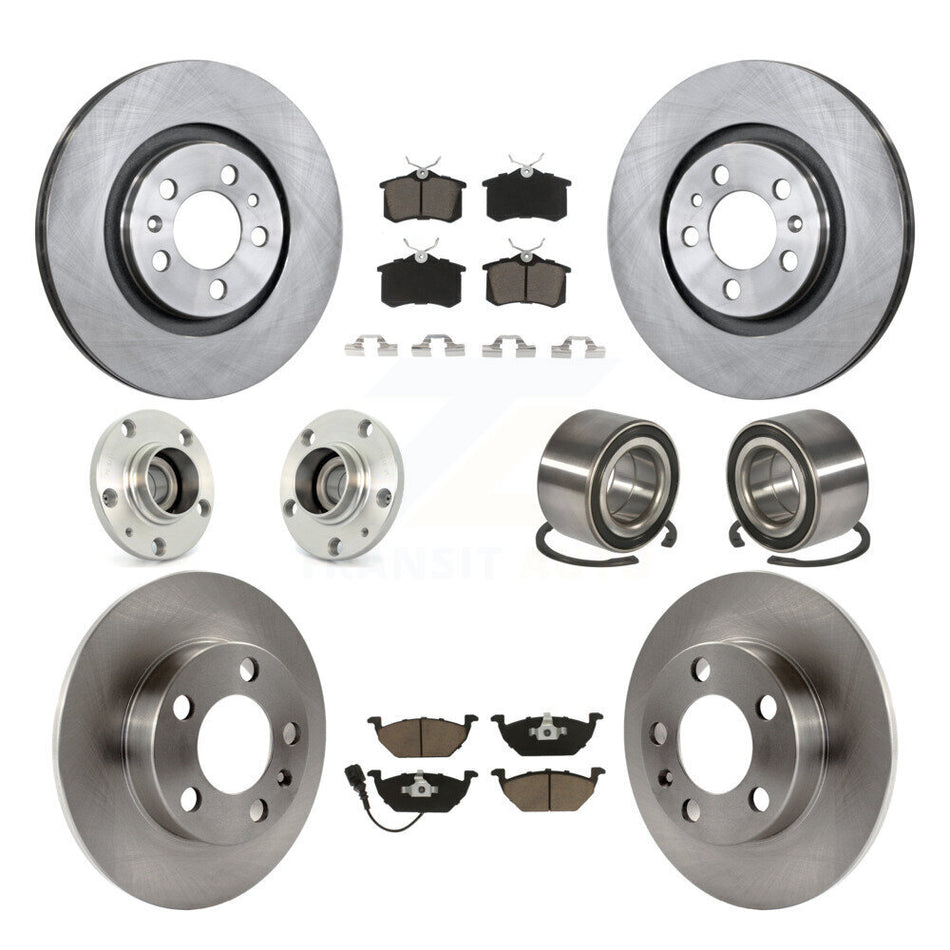 Front Rear Wheel Hub Bearings Assembly Disc Brake Rotors And Ceramic Pads Kit (10Pc) For Volkswagen Beetle Golf Jetta KBB-117306