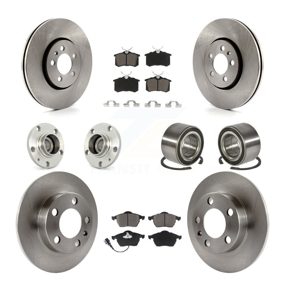 Front Rear Wheel Hub Bearings Assembly Disc Brake Rotors And Ceramic Pads Kit (10Pc) For Volkswagen Beetle Golf Jetta KBB-117307