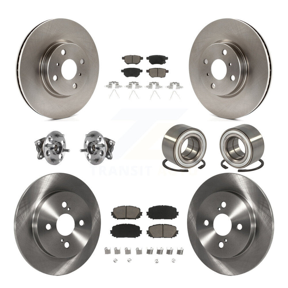 Front Rear Wheel Hub Bearings Assembly Disc Brake Rotors And Ceramic Pads Kit (10Pc) For 2015-2018 Toyota Yaris rear brakes KBB-117309