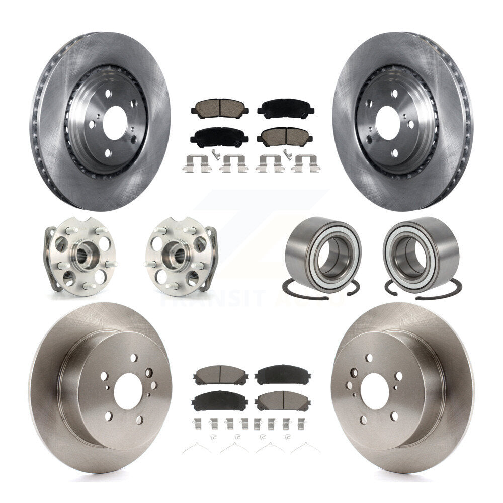 Front Rear Hub Bearing Brake Rotor And Pad Kit (10Pc) For 2008-2013 Toyota Highlander AWD KBB-117321