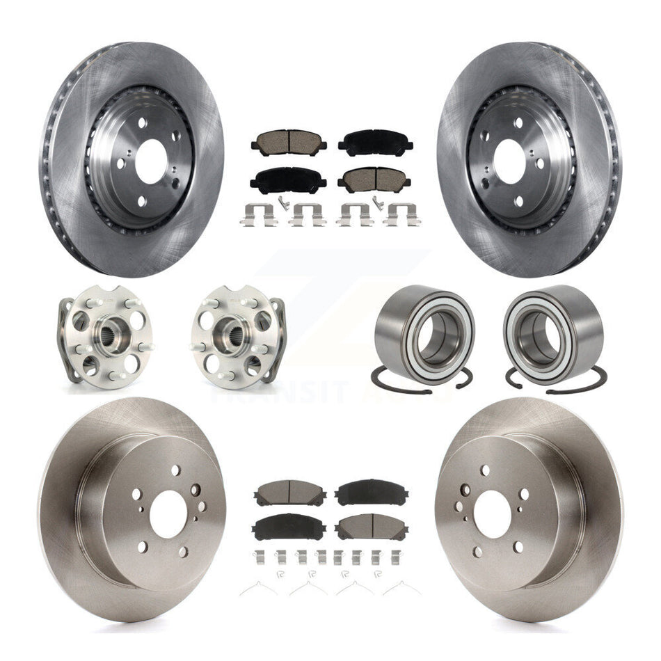 Front Rear Hub Bearing Brake Rotor And Pad Kit (10Pc) For 2008-2013 Toyota Highlander AWD KBB-117321
