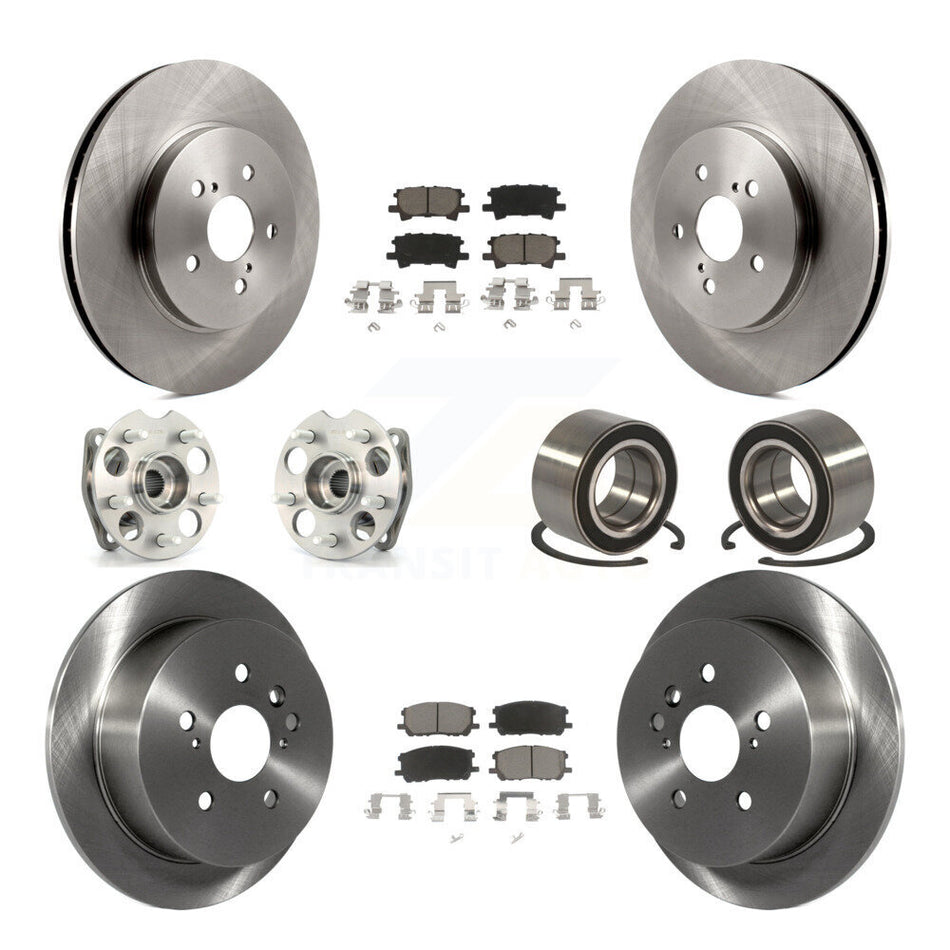 Front Rear Wheel Hub Bearings Assembly Disc Brake Rotors And Ceramic Pads Kit (10Pc) For Lexus Toyota Highlander RX350 RX330 RX400h KBB-117322