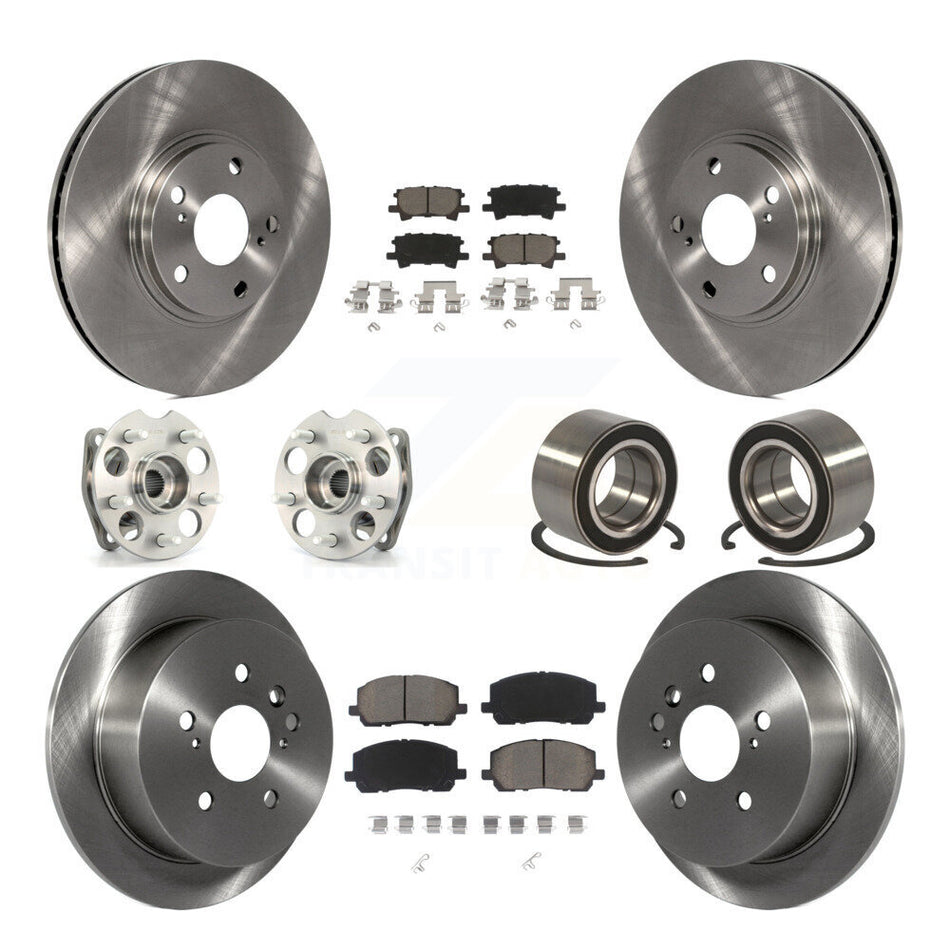 Front Rear Wheel Hub Bearings Assembly Disc Brake Rotors And Ceramic Pads Kit (10Pc) For Toyota Highlander KBB-117323