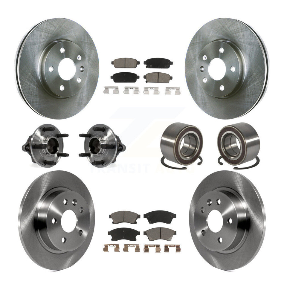 Front Rear Wheel Hub Bearings Assembly Disc Brake Rotors And Ceramic Pads Kit (10Pc) For Chevrolet Sonic KBB-117326