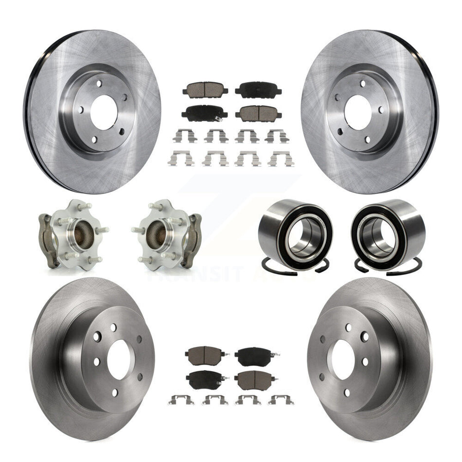 Front Rear Wheel Hub Bearings Assembly Disc Brake Rotors And Ceramic Pads Kit (10Pc) For Nissan Altima Maxima KBB-117344