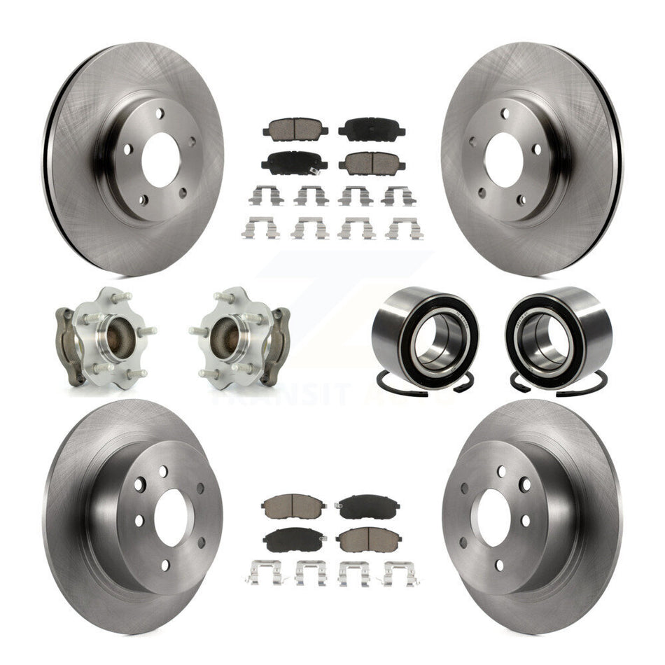 Front Rear Wheel Hub Bearings Assembly Disc Brake Rotors And Ceramic Pads Kit (10Pc) For Nissan Altima KBB-117345