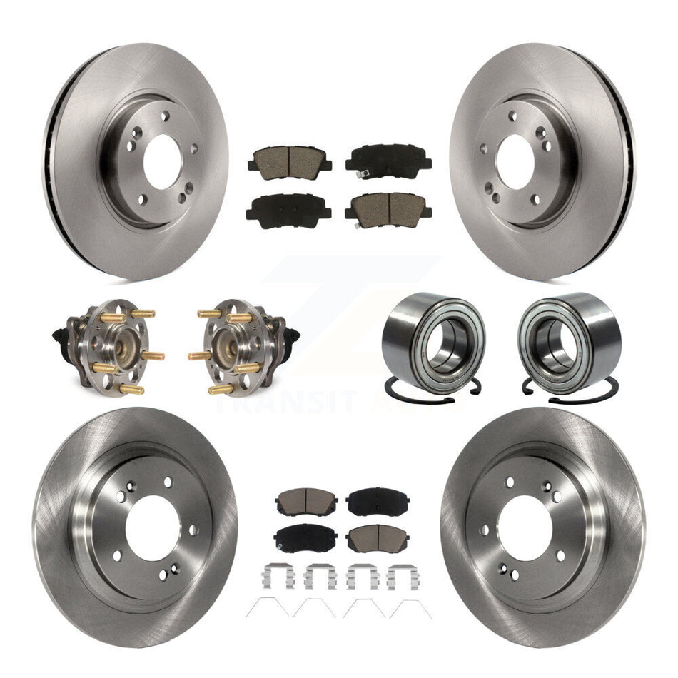 Front Rear Wheel Hub Bearings Assembly Disc Brake Rotors And Ceramic Pads Kit (10Pc) For 2017-2018 Kia Soul EV KBB-117349