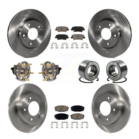 Front Rear Hub Bearing Disc Brake Rotor And Ceramic Pad Kit (10Pc) For 2014-2016 Kia Soul KBB-117350