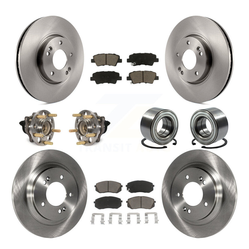 Front Rear Wheel Hub Bearings Assembly Disc Brake Rotors And Ceramic Pads Kit (10Pc) For 2016 Kia Soul EV From Chassis VIN #160921 KBB-117351