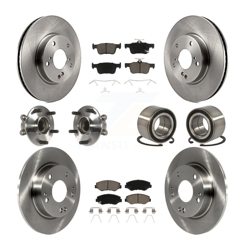 Front Rear Wheel Hub Bearings Assembly Disc Brake Rotors And Ceramic Pads Kit (10Pc) For Honda Civic KBB-117355