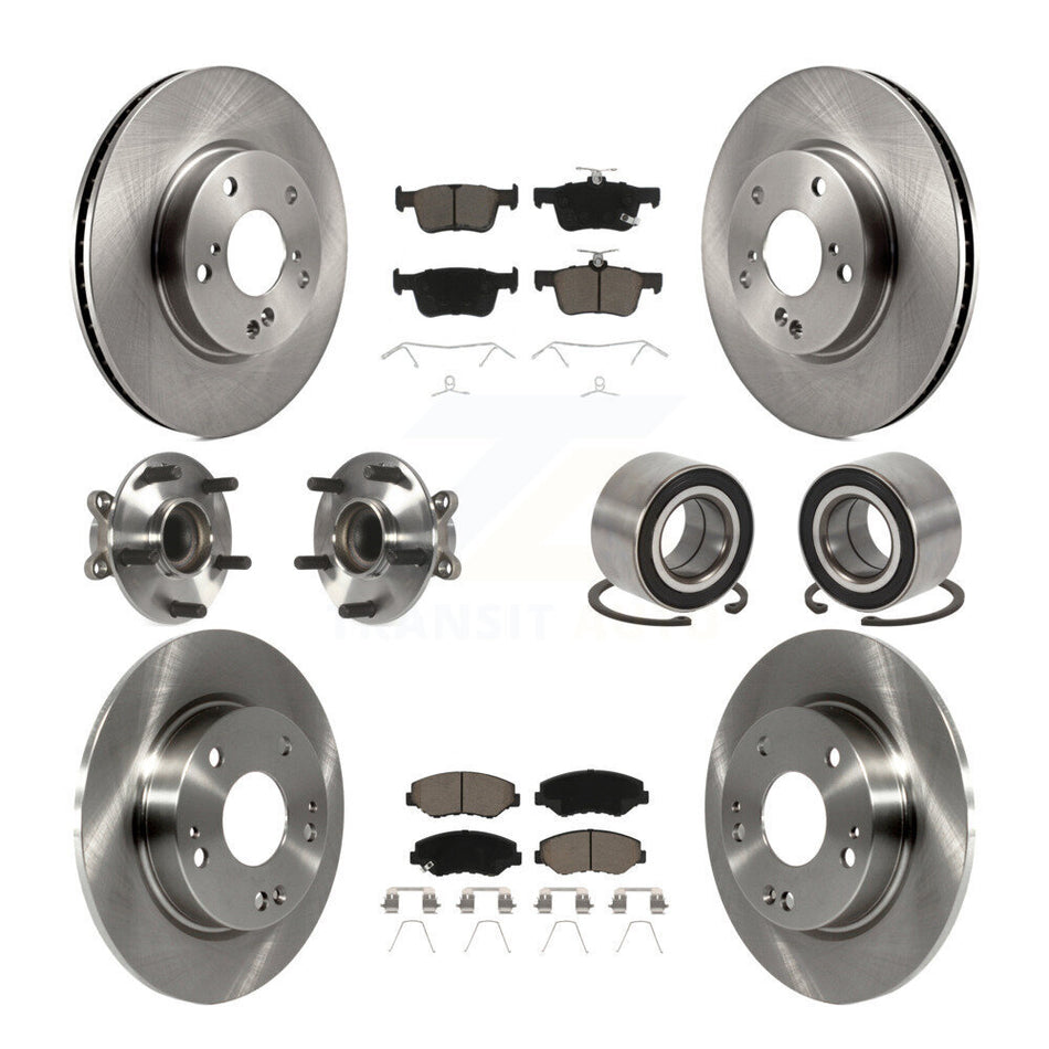 Front Rear Wheel Hub Bearings Assembly Disc Brake Rotors And Ceramic Pads Kit (10Pc) For Honda Civic KBB-117356