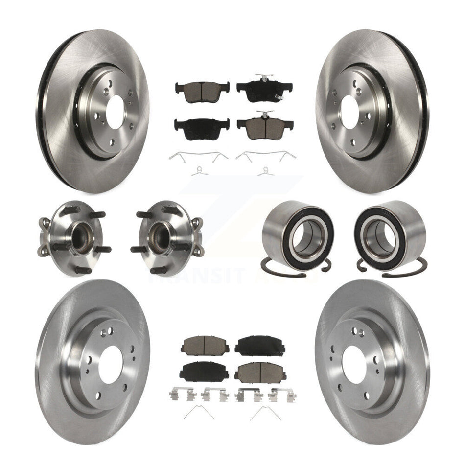 Front Rear Wheel Hub Bearings Assembly Disc Brake Rotors And Ceramic Pads Kit (10Pc) For Honda Civic KBB-117357