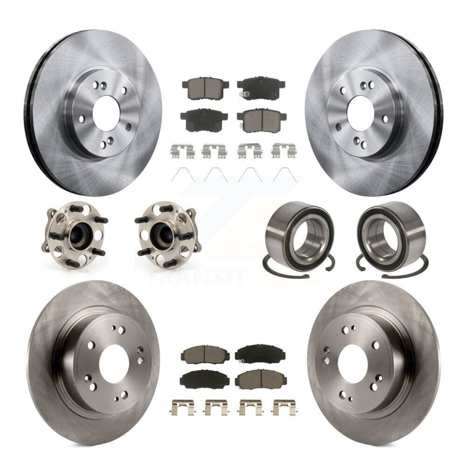 Front Rear Wheel Hub Bearings Assembly Disc Brake Rotors And Ceramic Pads Kit (10Pc) For Honda Accord Acura TSX KBB-117360