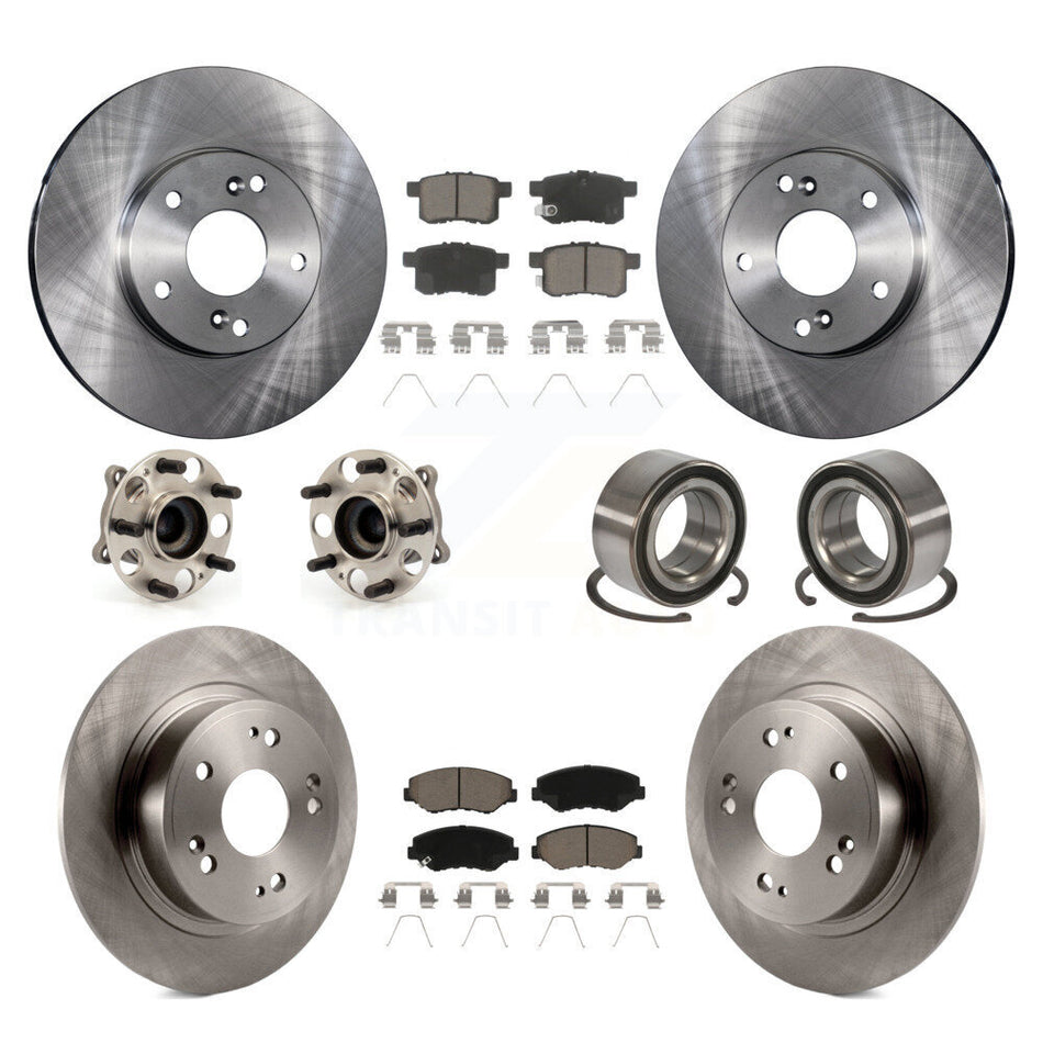 Front Rear Wheel Hub Bearings Assembly Disc Brake Rotors And Ceramic Pads Kit (10Pc) For Honda Accord KBB-117361