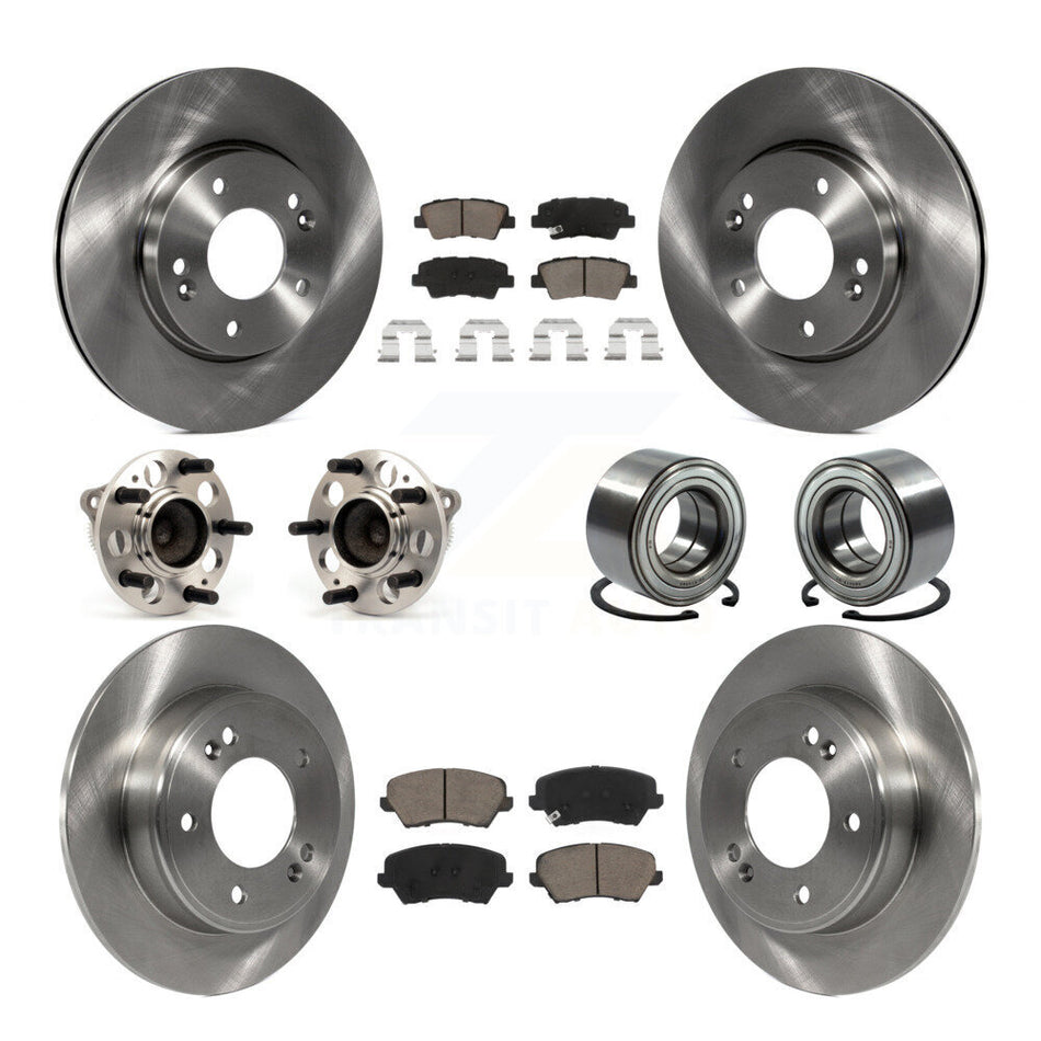 Front Rear Hub Bearing Brake Rotor & Pad Kit (10Pc) For Hyundai Elantra GT Kia Forte Koup KBB-117366