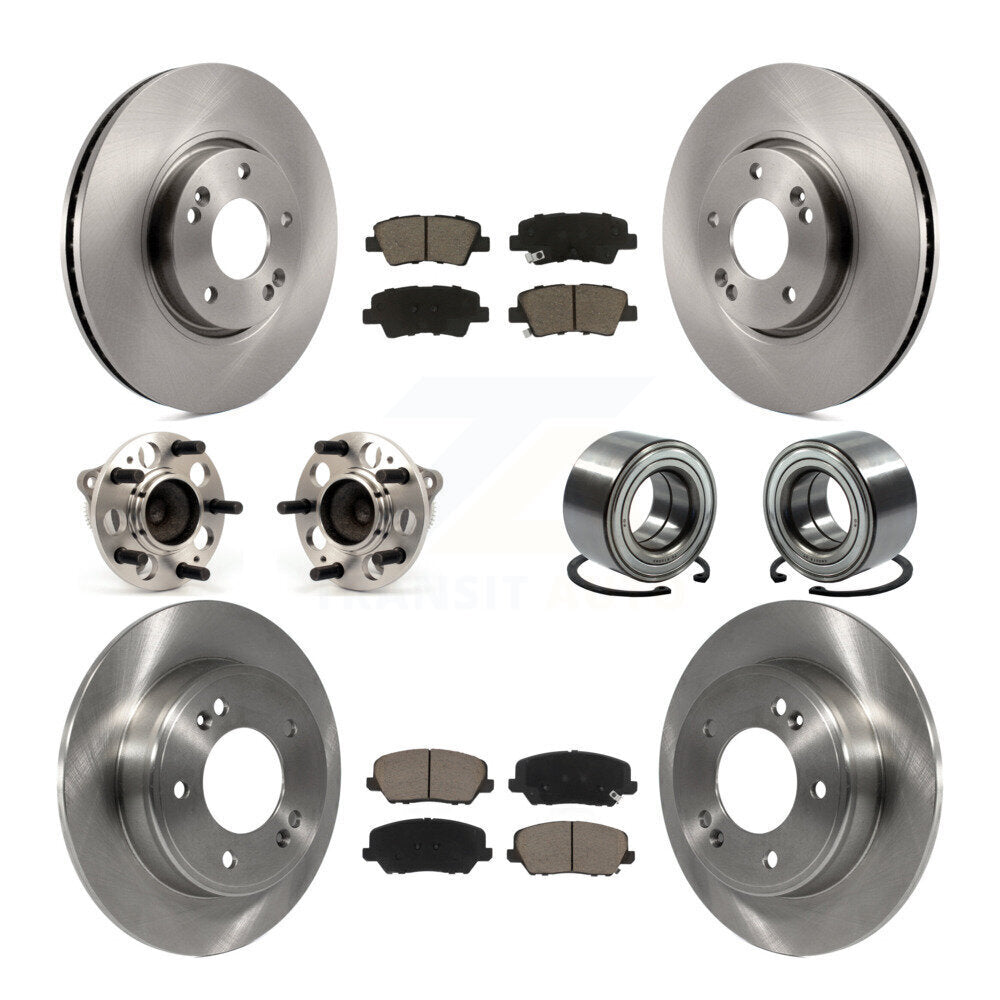Front Rear Hub Bearing Brake Rotor & Pad Kit (10Pc) For Kia Forte Forte5 Hyundai Veloster KBB-117369