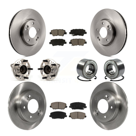 Front Rear Hub Bearing Brake Rotor & Pad Kit (10Pc) For Kia Forte Forte5 Hyundai Veloster KBB-117369